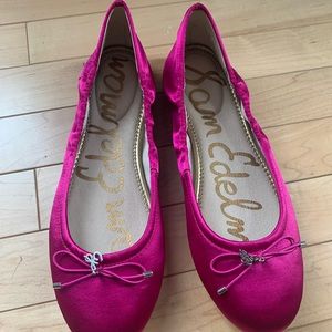 Sam Edelman hot pink silk ballet flats, Size 9.